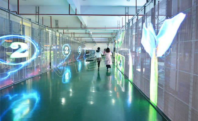 威特姆光電車(chē)間LED透明顯示屏