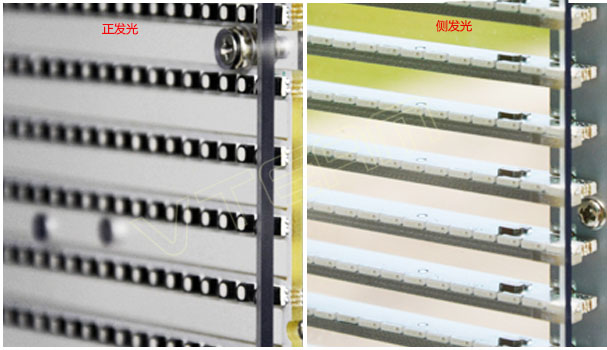 透明LED顯示屏側(cè)發(fā)光和正發(fā)光燈珠細節(jié)展示對比